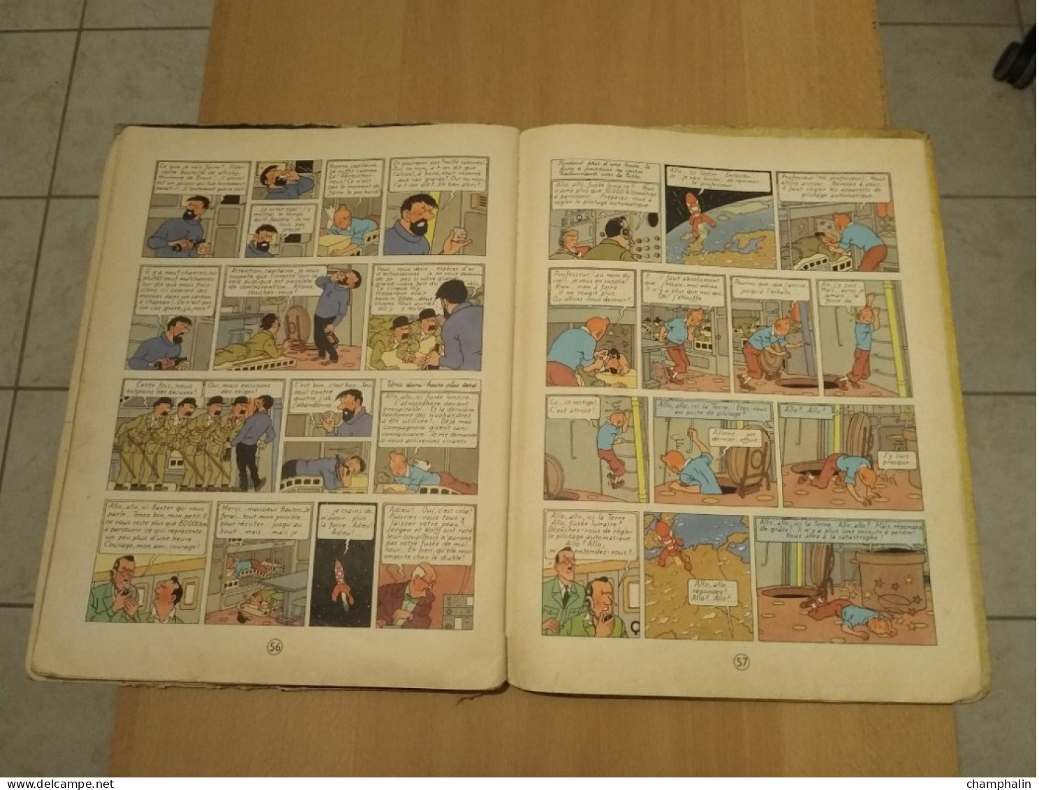 Hergé - Les Aventures de Tintin - On a marché sur la Lune - Ed Casterman Réf Série B 36 (1966) - Voir état & description