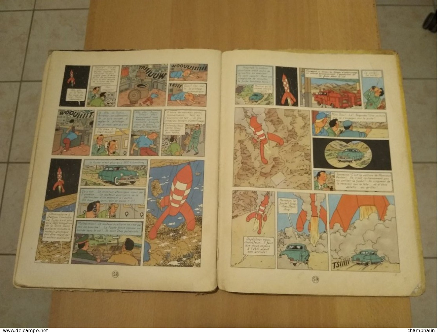 Hergé - Les Aventures de Tintin - On a marché sur la Lune - Ed Casterman Réf Série B 36 (1966) - Voir état & description