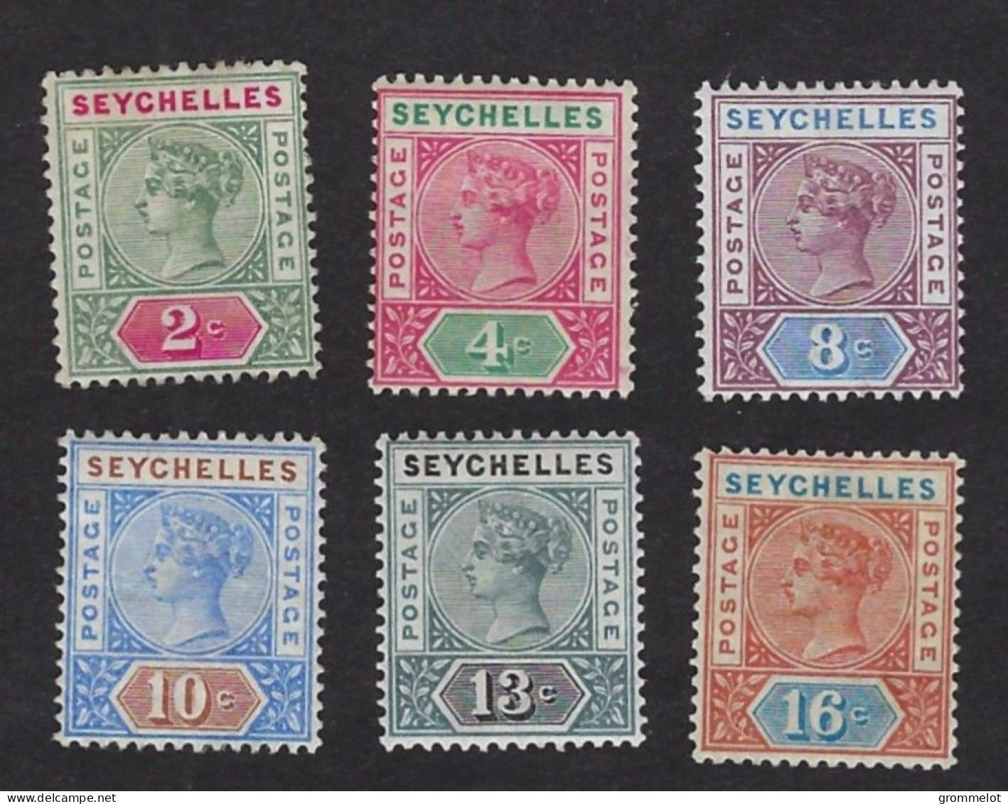 SEYCHELLES Yvert 1/6 Pl II (SG 9/14 Pl II) 1890 Neufs Marque De Charnière (Mint *) Très Beaux, Very Fine - Seychelles (...-1976)