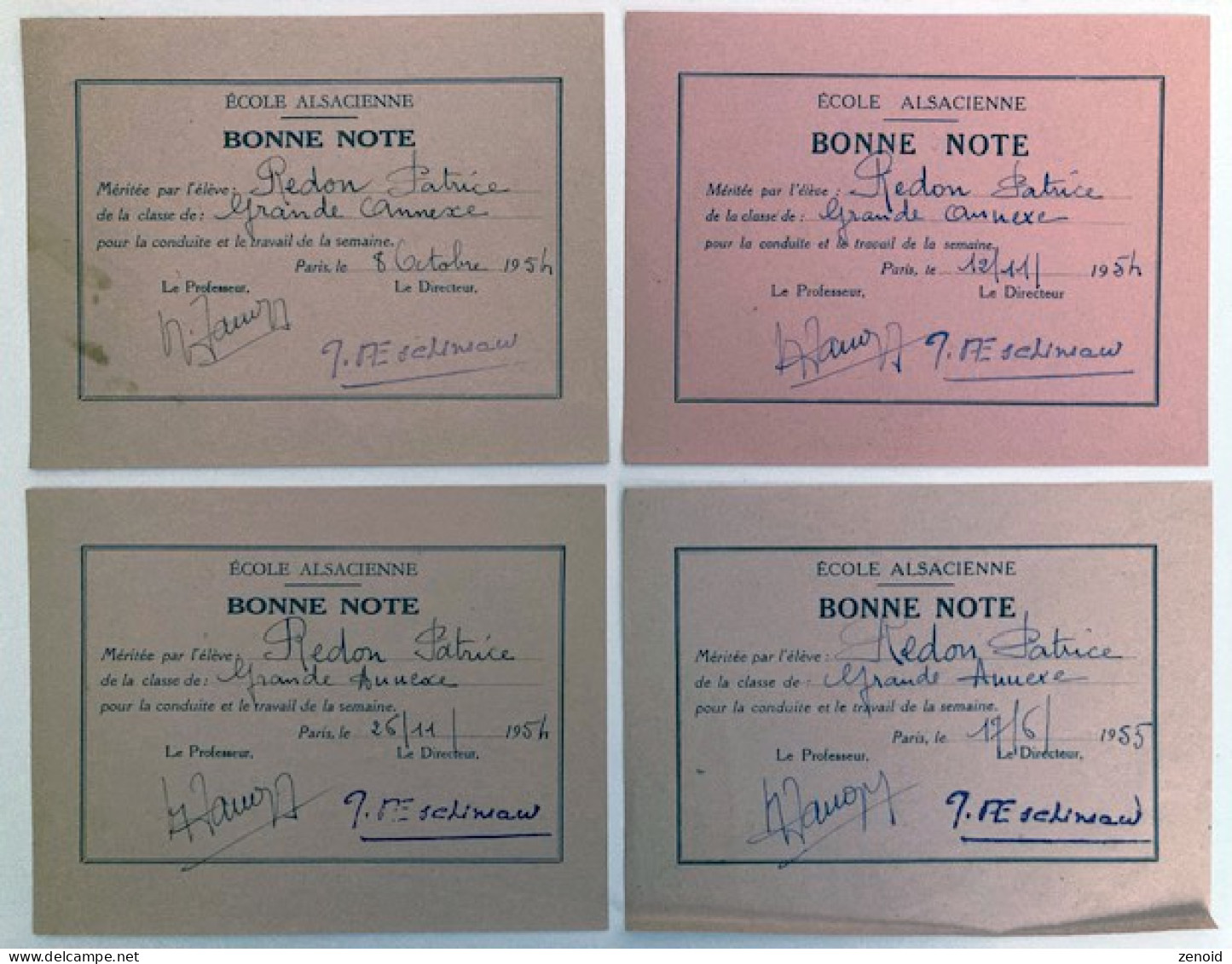 Lot De 4 Billets "Bonne Note" - Année 50' - Enfants