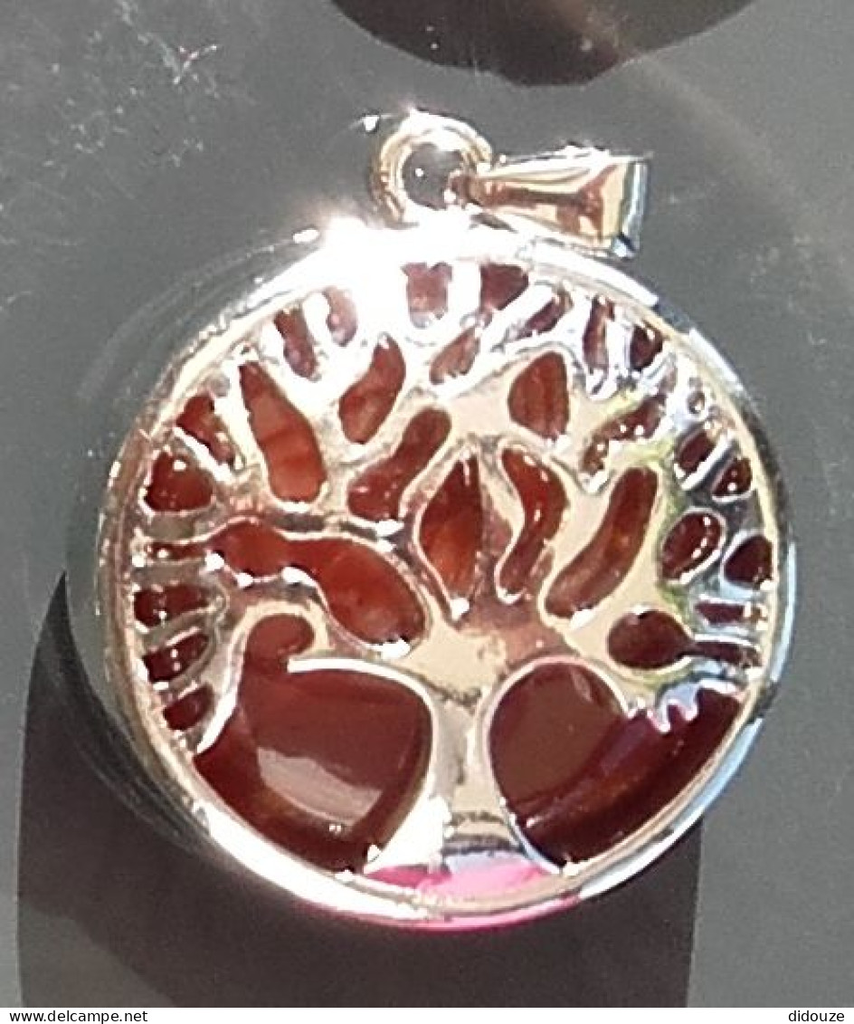 Bijoux - Pendentif Arbre De Vie En Pierre Naturelle Alliage De Zinc Diamètre 28 Mm - Voir Scans Recto Verso - Pendenti