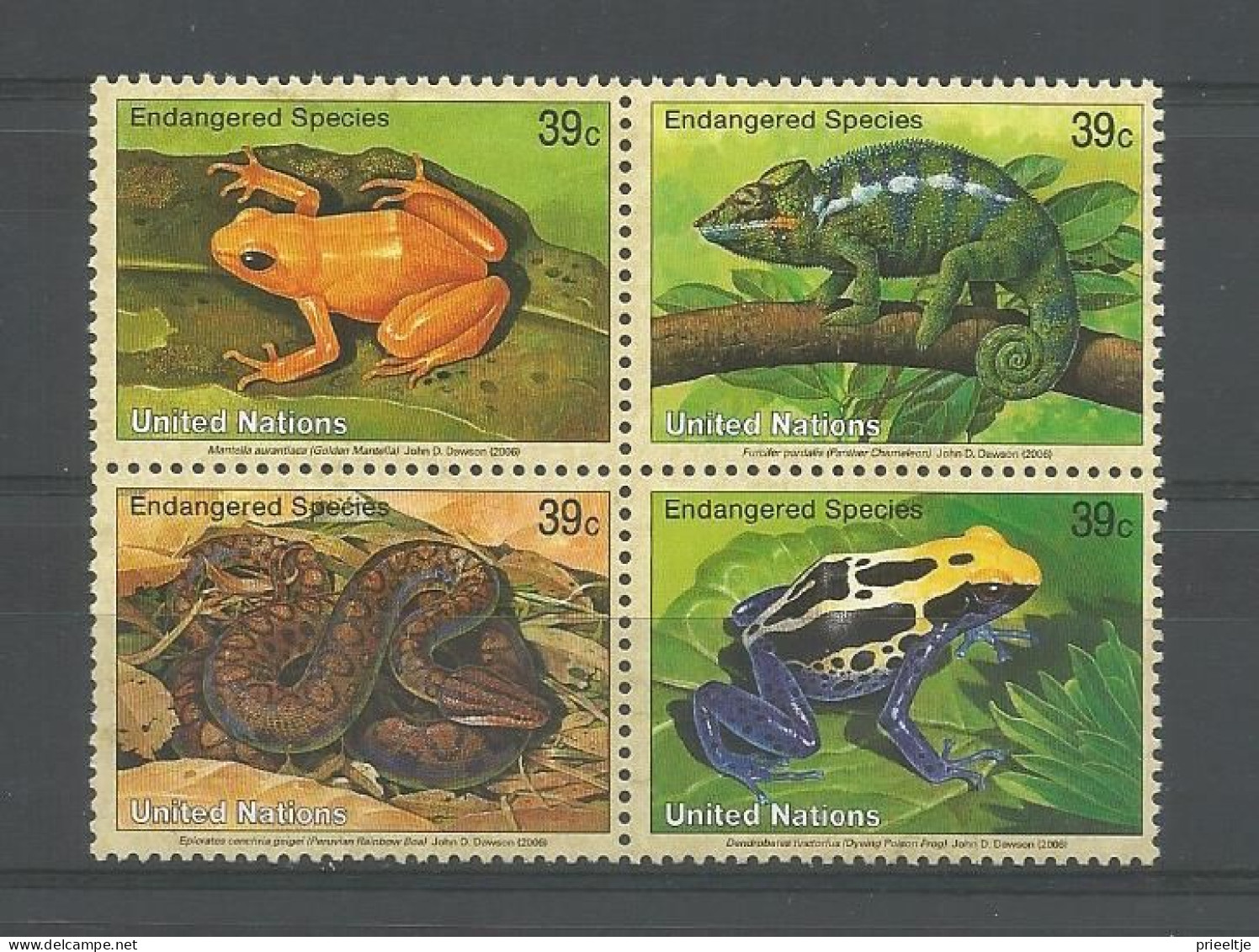 United Nations NY 2006 Endangered Reptiles 4-block Y.T. 985/988 ** - Unused Stamps