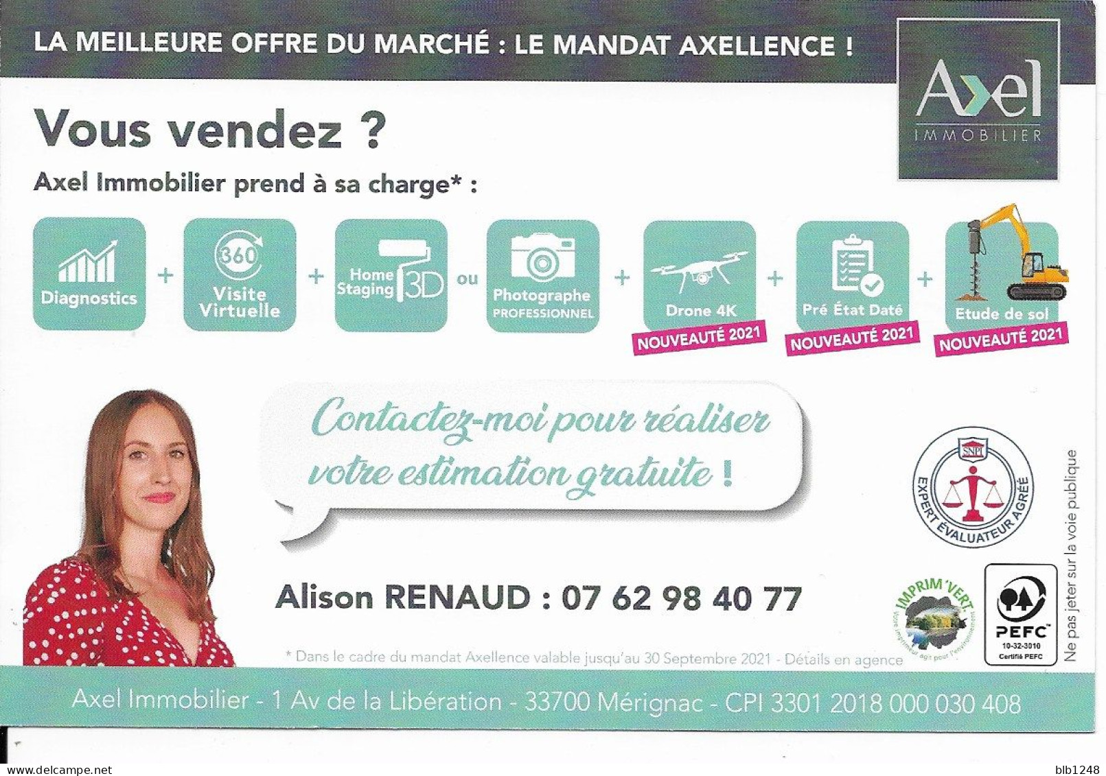 [33] Gironde > Merignac Place Du Gal De Gaulle Dessin Carte Publicitaire - Merignac