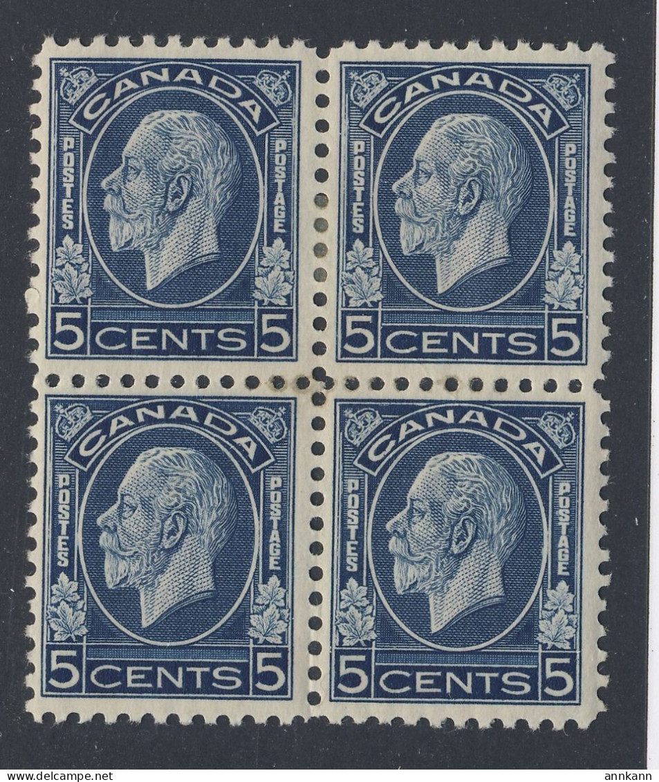 4x Canada MH F/VF Stamps; #199 - 5c Block Of 4 MH F/VF Guide Value = $40.00 - Blocchi & Foglietti