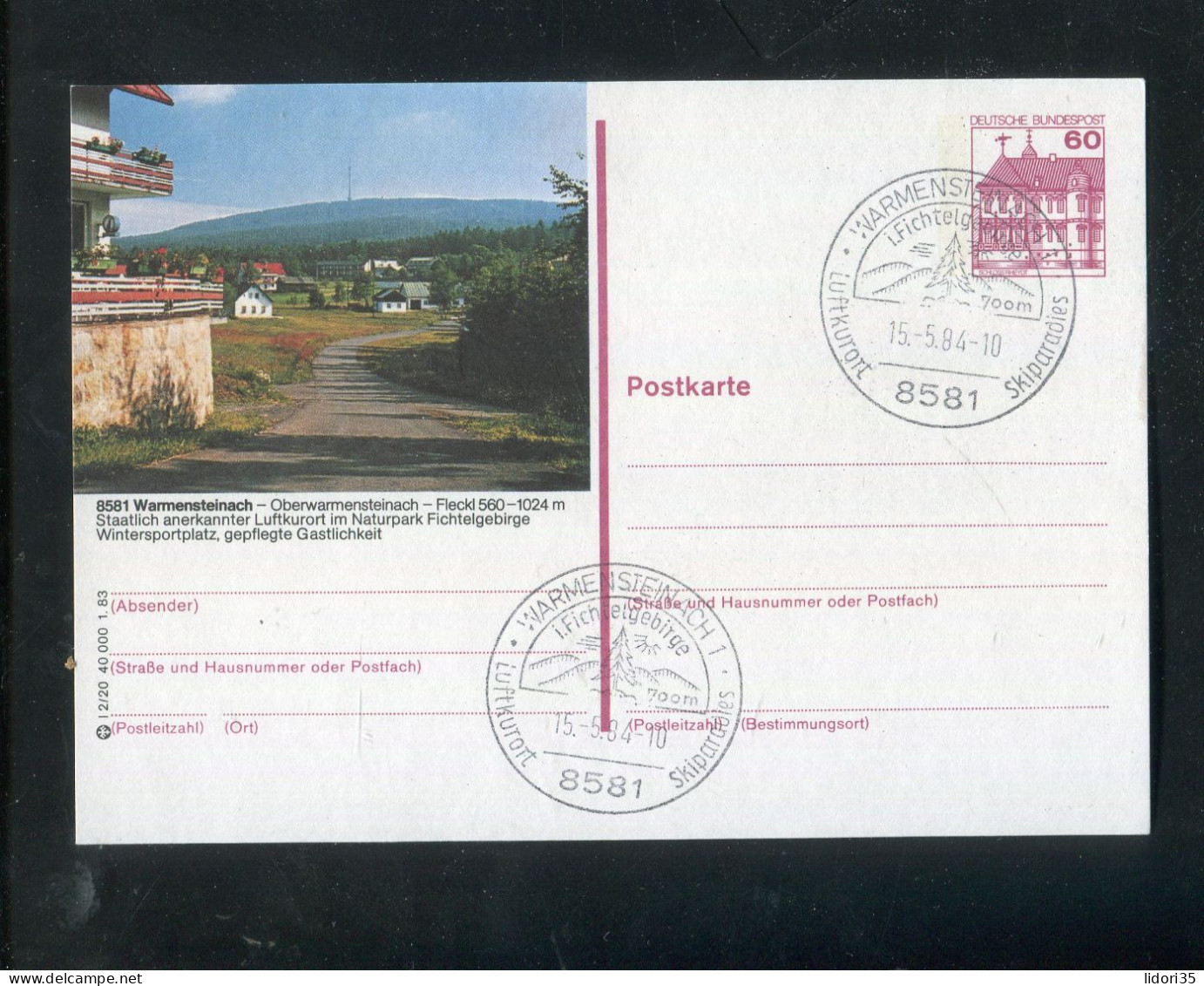 "BUNDESREPUBLIK DEUTSCHLAND" 1983, Bildpostkarte Mit Bildgleichem Stempel Ex "WARMENSTEINACH" (70152) - Postales Ilustrados - Usados