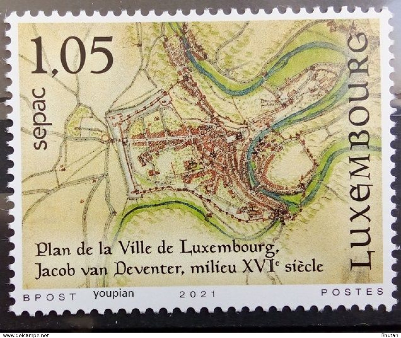 Luxembourg 2021, SEPAC 2021 - Historic Plan, MNH Single Stamp - Unused Stamps