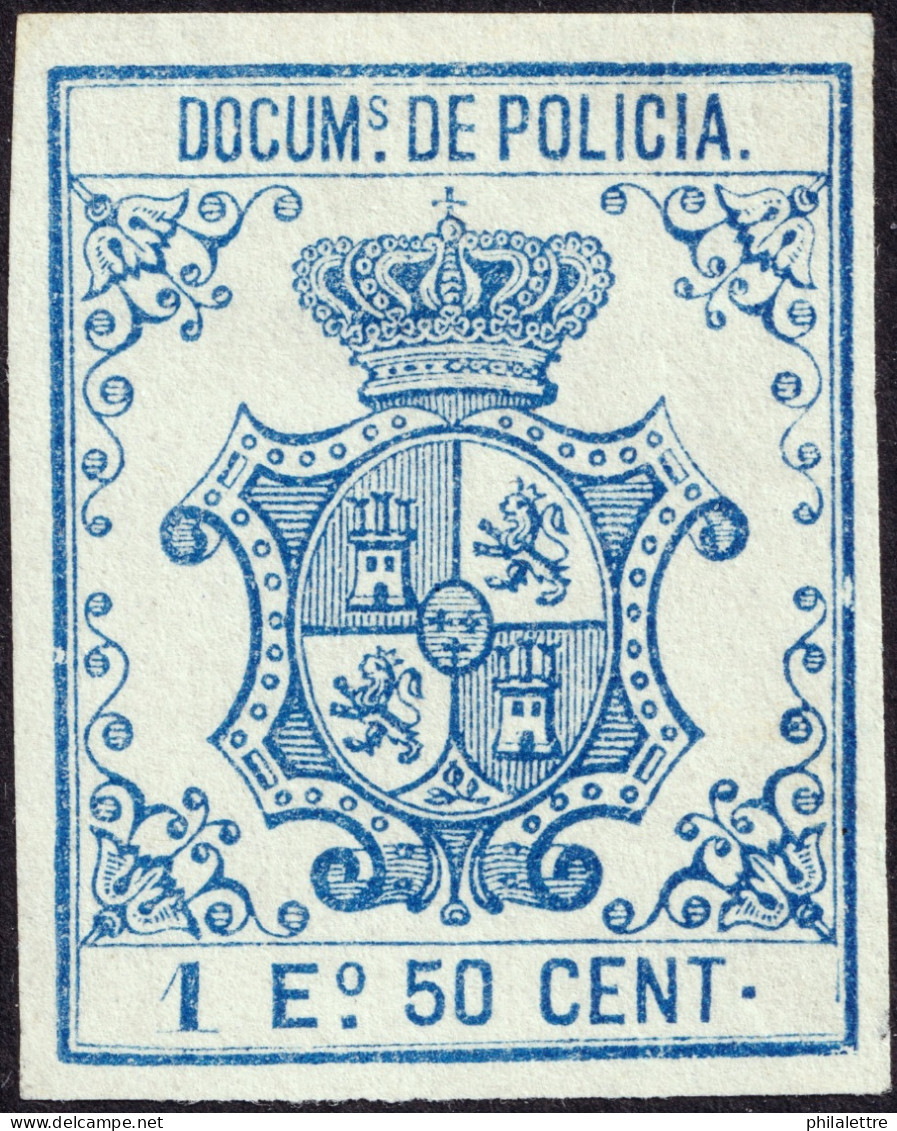 ESPAGNE / ESPANA - COLONIAS (Cuba & Puerto-Rico) 1866 "DOCUMENTOS DE POLICIA" Fulcher 228 1,50 Esc Azul - Sin Gomar - Cuba (1874-1898)