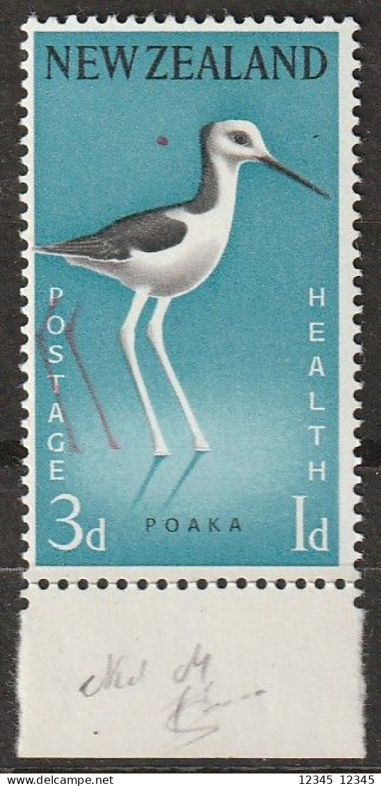 Nieuw Zeeland 1959, Postfris MNH, Wide Shift Of Red Color, The Thin Stilts - Variétés Et Curiosités