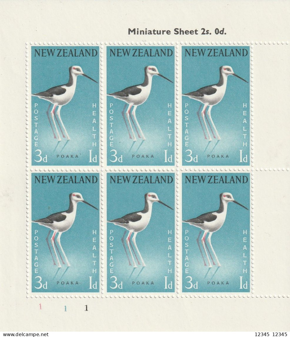 Nieuw Zeeland 1959, Postfris MNH, Shift Of Red Color, The Thin Stilts - Variétés Et Curiosités