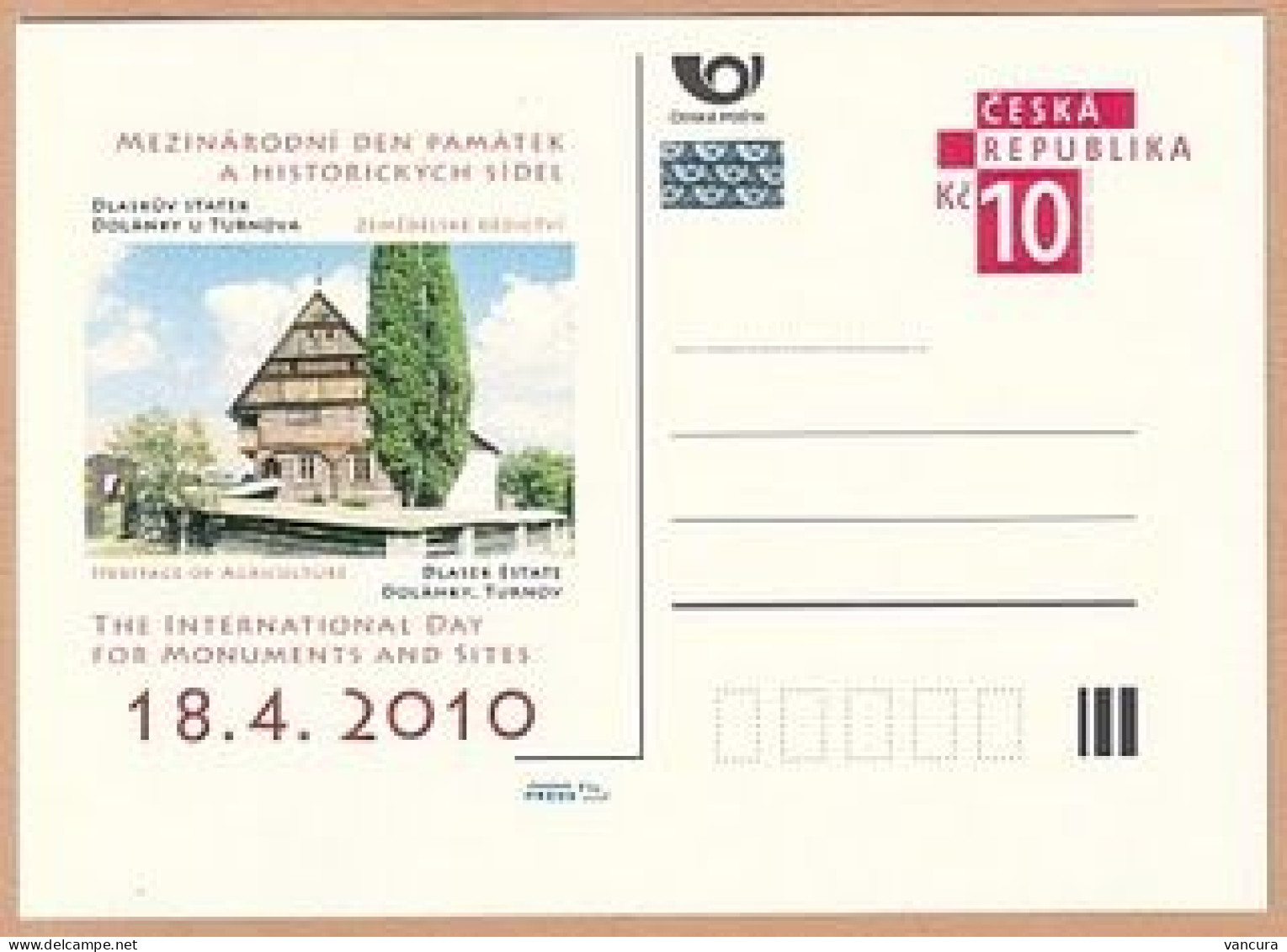 CDV C Czech Republic International Day For Monuments And Sites 18th April 2010 Farm House - Other & Unclassified