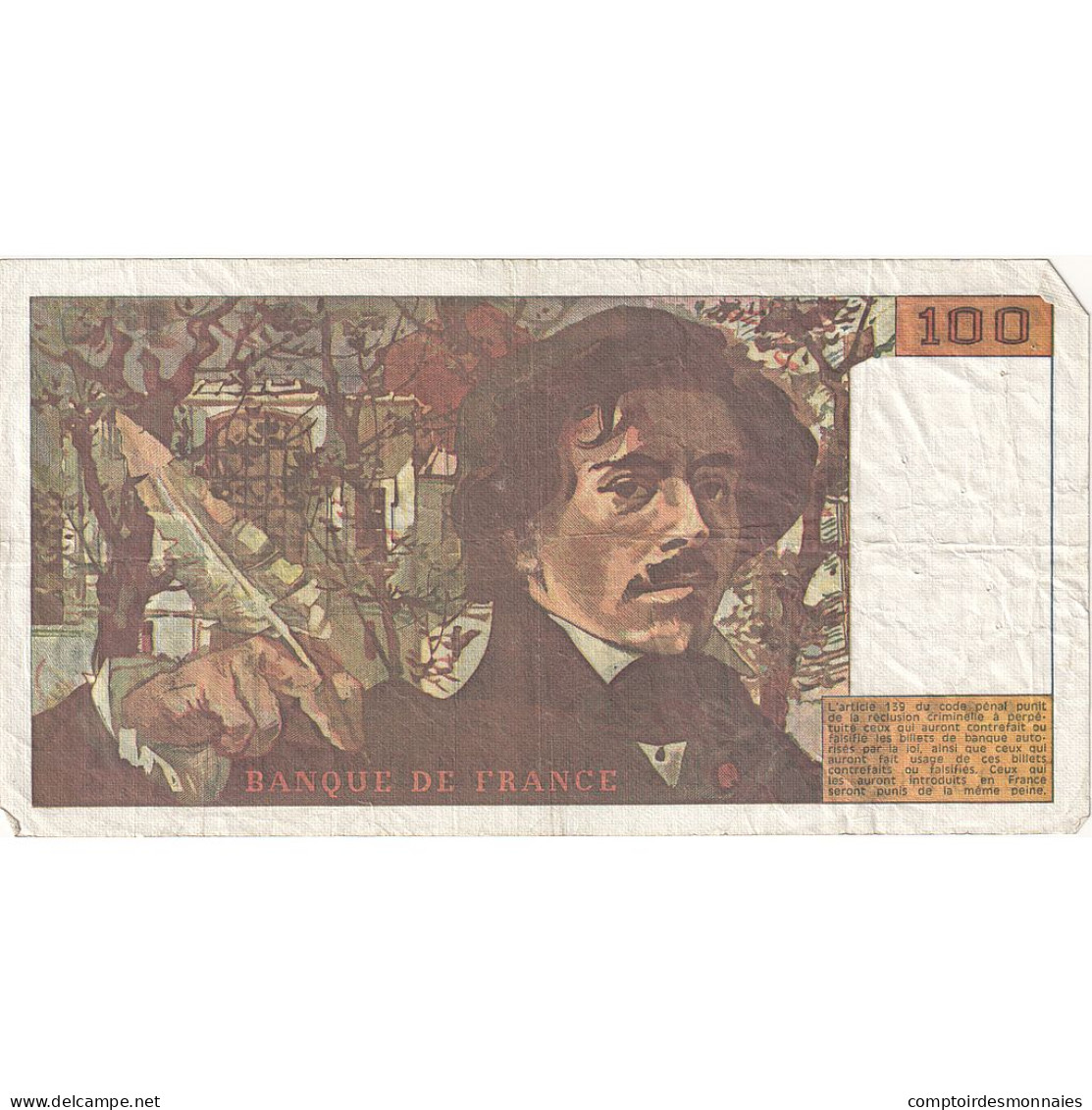 France, 100 Francs, Delacroix, 1990, A.158, B, Fayette:69BIS.02B, KM:154e - 100 F 1978-1995 ''Delacroix''