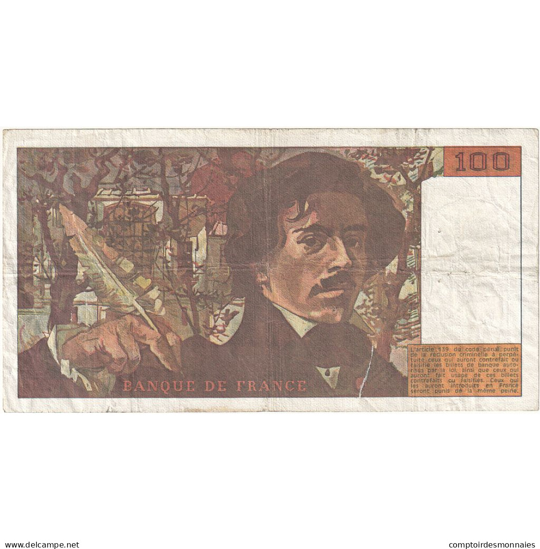 France, 100 Francs, Delacroix, 1990, H.157, B, Fayette:69BIS.02B, KM:154e - 100 F 1978-1995 ''Delacroix''