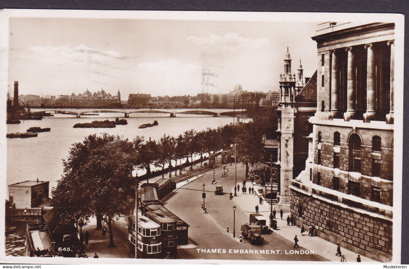 United Kingdom PPC Thames Embankment, London. Tram Tramways LONDON 1950 Sweden Echte Real Photo (2 Scans) - River Thames