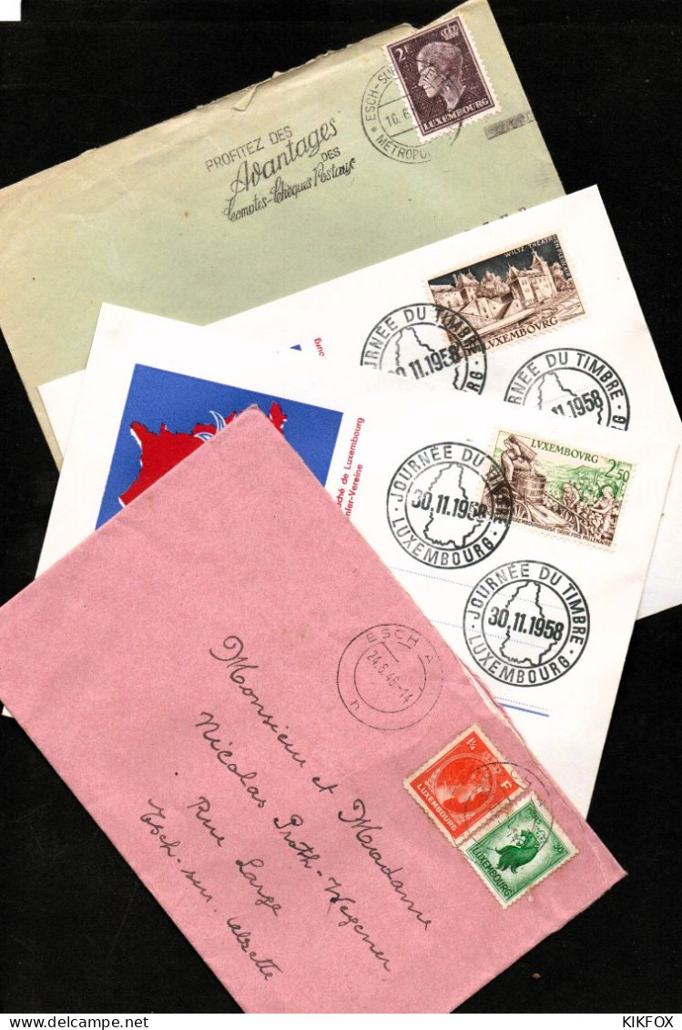 Luxembourg, Luxemburg,  1945- 1958, MI 360, 389, 453, 593, 594,  4 UMSCHLÄGE, SONDERSTEMPEL - Brieven En Documenten