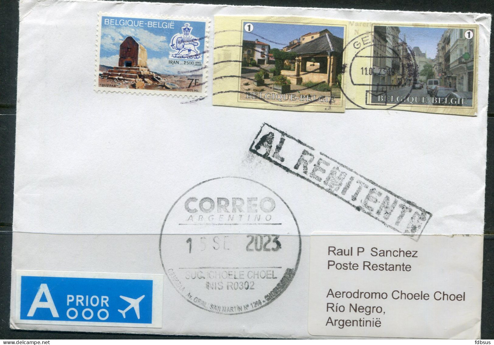 Cover From Belgium To Rio Negro Argetina - Returned - See Postal Markings RTS - Box AL REMITENTE - Briefe U. Dokumente