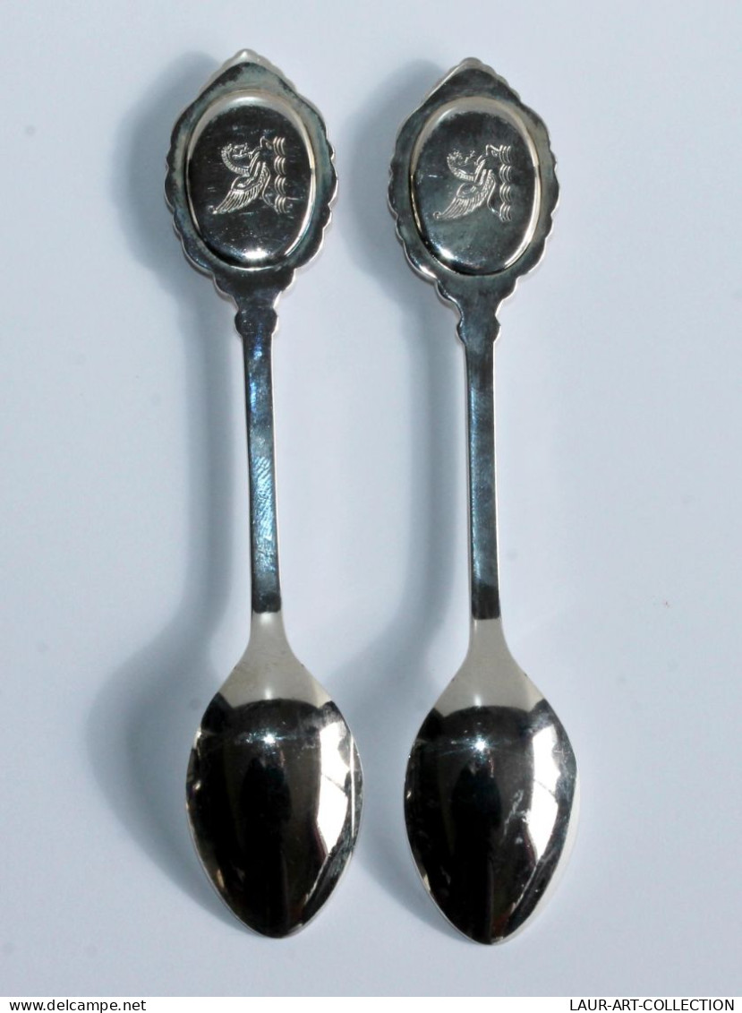 2 JOLIE PETITE CUILLERE DE COLLECTION, METAL ARGENTÉ CAMÉE PORCELAINE PEINT MAIN, ART DECORATIF ART DE LA TABLE (1202.7) - Spoons