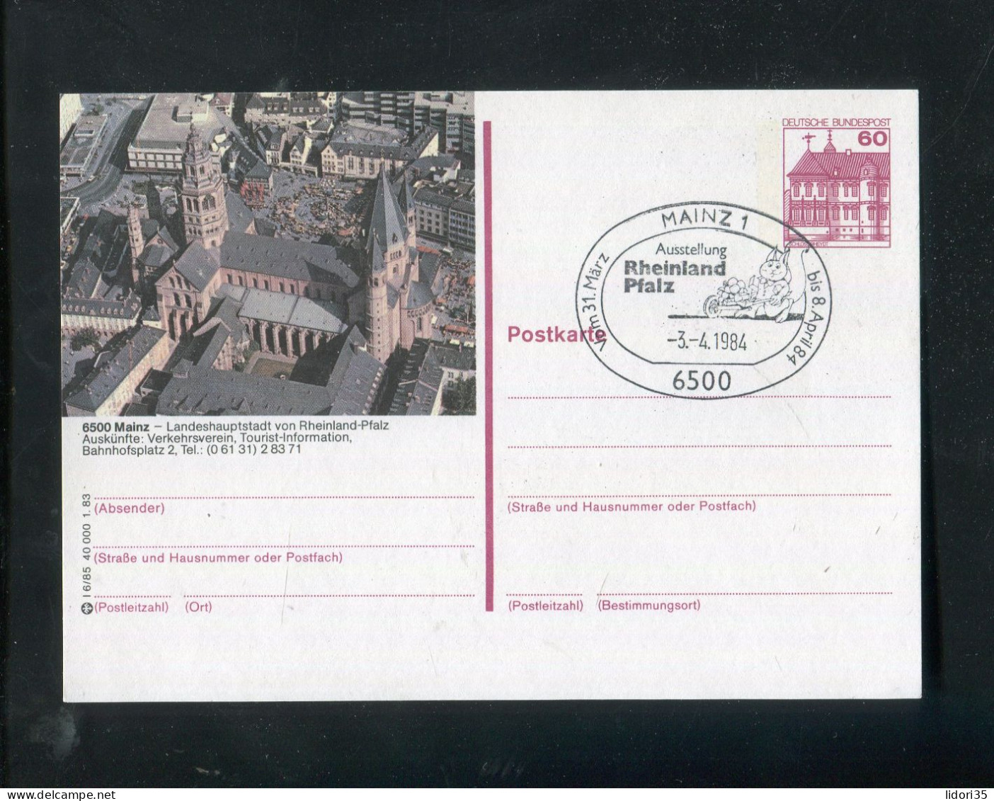 "BUNDESREPUBLIK DEUTSCHLAND" 1983, Bildpostkarte Mit Bildgleichem Stempel Ex "MAINZ" (70167) - Cartes Postales Illustrées - Oblitérées