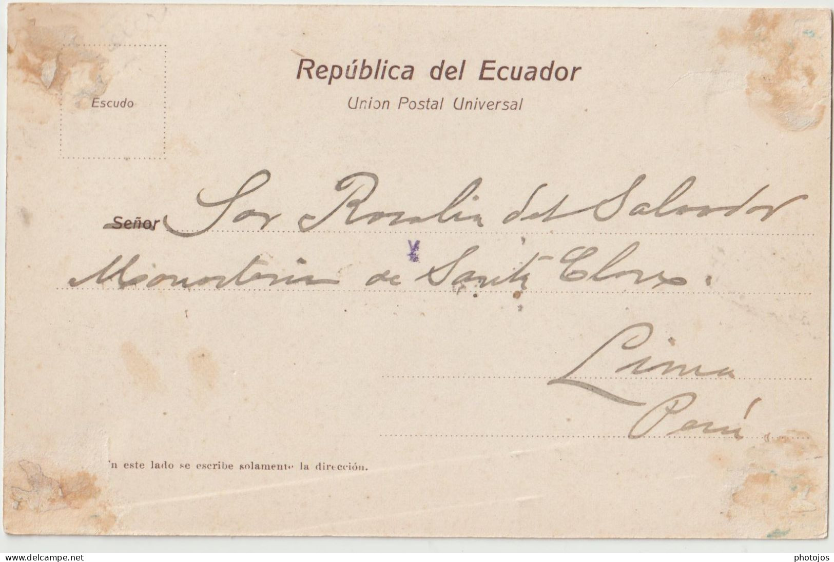 Postcard  Guayaquil (Ecuador)  RARE Vista Del Chimborazo   Précurseur - Ecuador