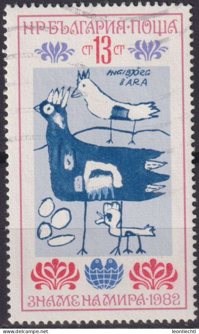 1982 Bulgarien ° Mi:BG 3146, Sn:BG 2867, Yt:BG 2744, Children Drawing: Birds - Oblitérés