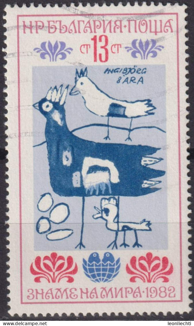 1982 Bulgarien ° Mi:BG 3146, Sn:BG 2867, Yt:BG 2744, Children Drawing: Birds - Used Stamps