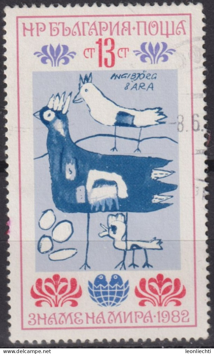 1982 Bulgarien ° Mi:BG 3146, Sn:BG 2867, Yt:BG 2744, Children Drawing: Birds - Used Stamps