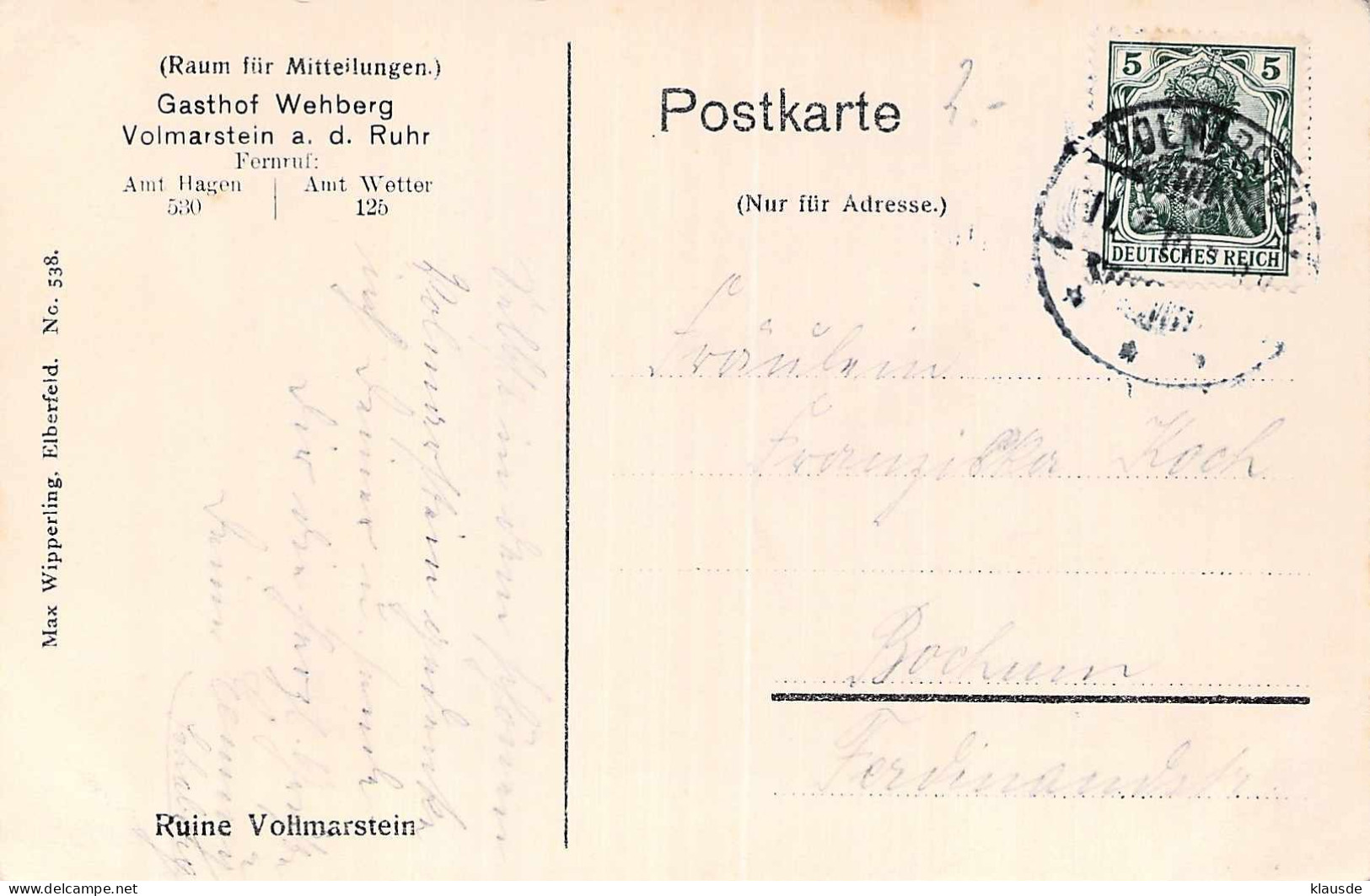 Burgruine Vollmarstein A.D.Ruhr Gel.1910 - Wetter