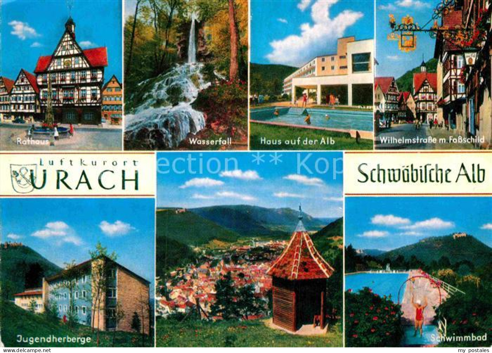 72896866 Urach Bad Rathaus Wasserfall Haus Auf Der Alb Jugendherberge Schwimmbad - Bad Urach
