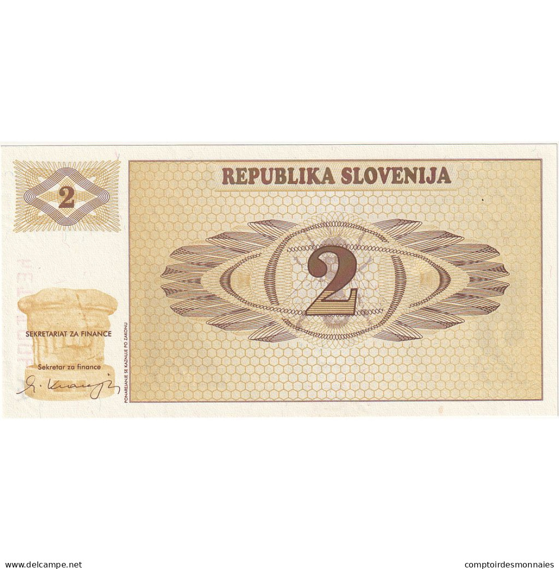 Billet, Slovénie, 2 (Tolarjev), KM:2s1, NEUF - Slovenia