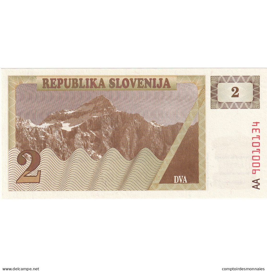 Billet, Slovénie, 2 (Tolarjev), KM:2s1, NEUF - Slovenië