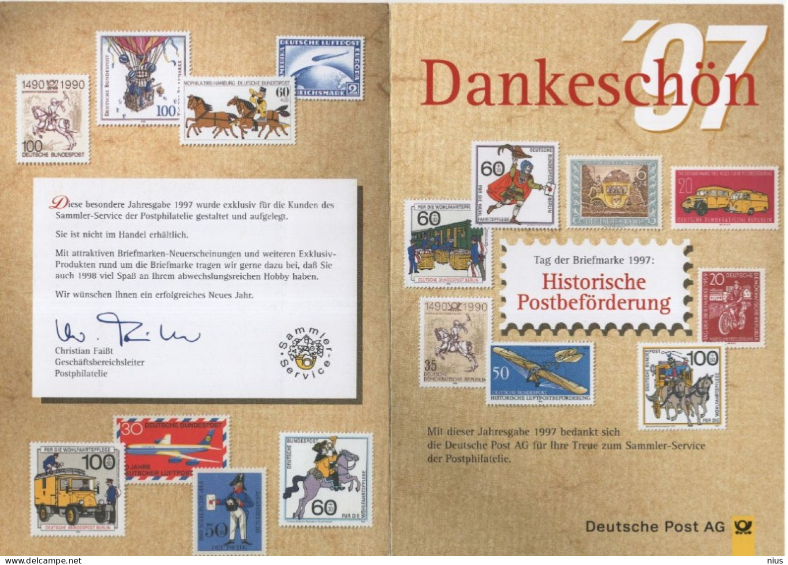 Germany Deutschland 1997 Tag Der Briefmarken, Stamp Day, Plane Aviation Airplane Car, Canceled In Bonn - 1991-2000