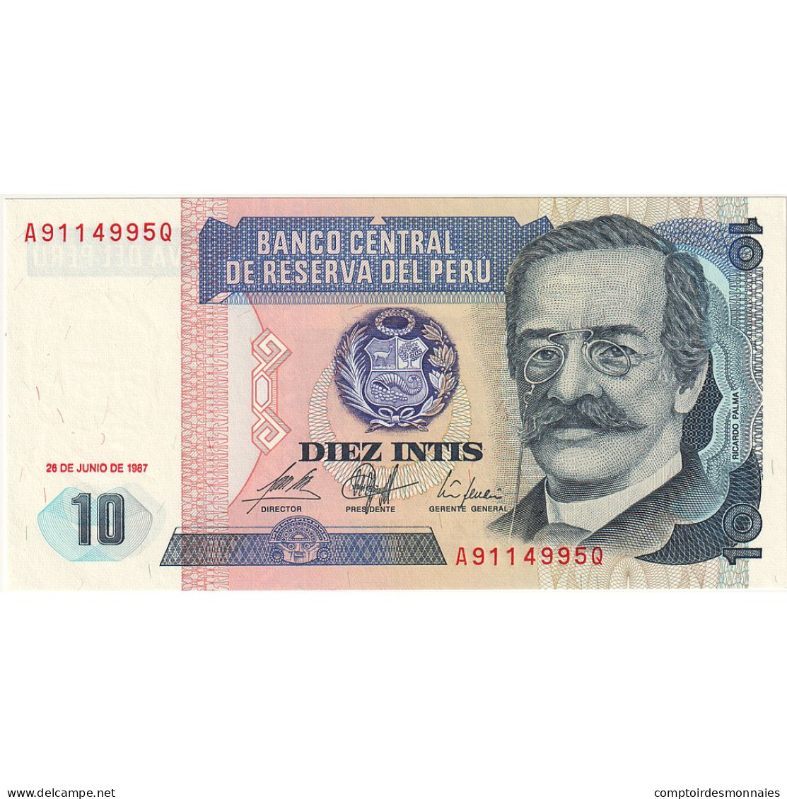 Billet, Pérou, 10 Intis, 1987-06-26, KM:129, NEUF - Perú