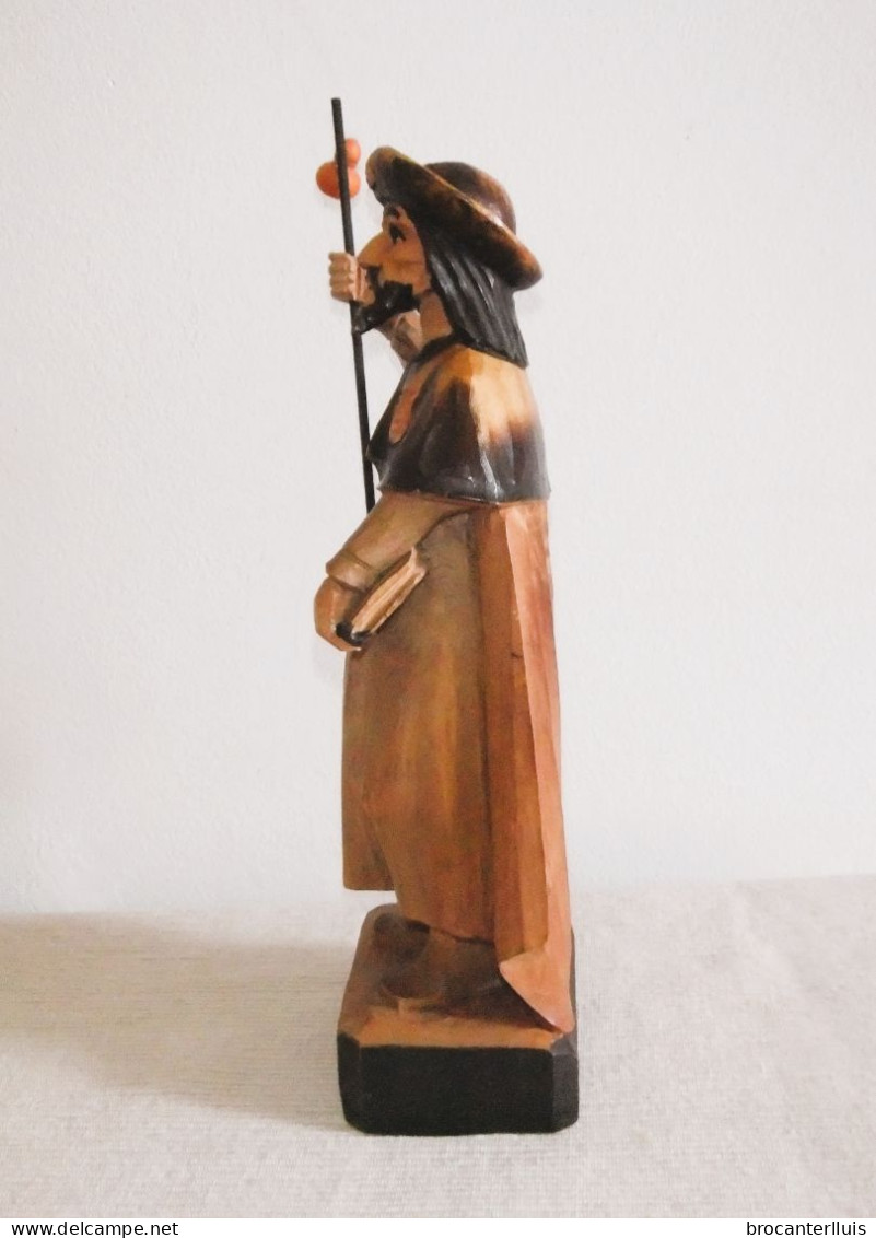 ANTIGUA TALLA DEL APOSTOL SANTIAGO, SANT-YAGO De 30 Cms - Religious Art