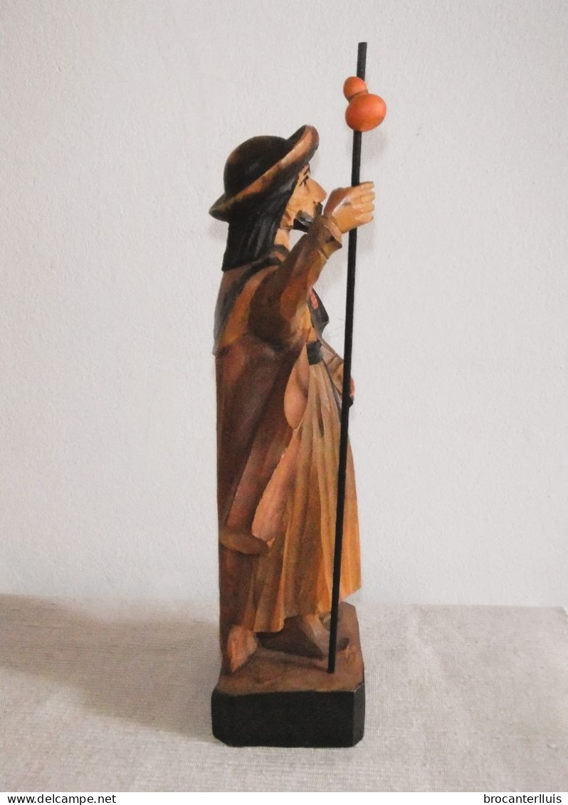 ANTIGUA TALLA DEL APOSTOL SANTIAGO, SANT-YAGO De 30 Cms - Arte Religioso