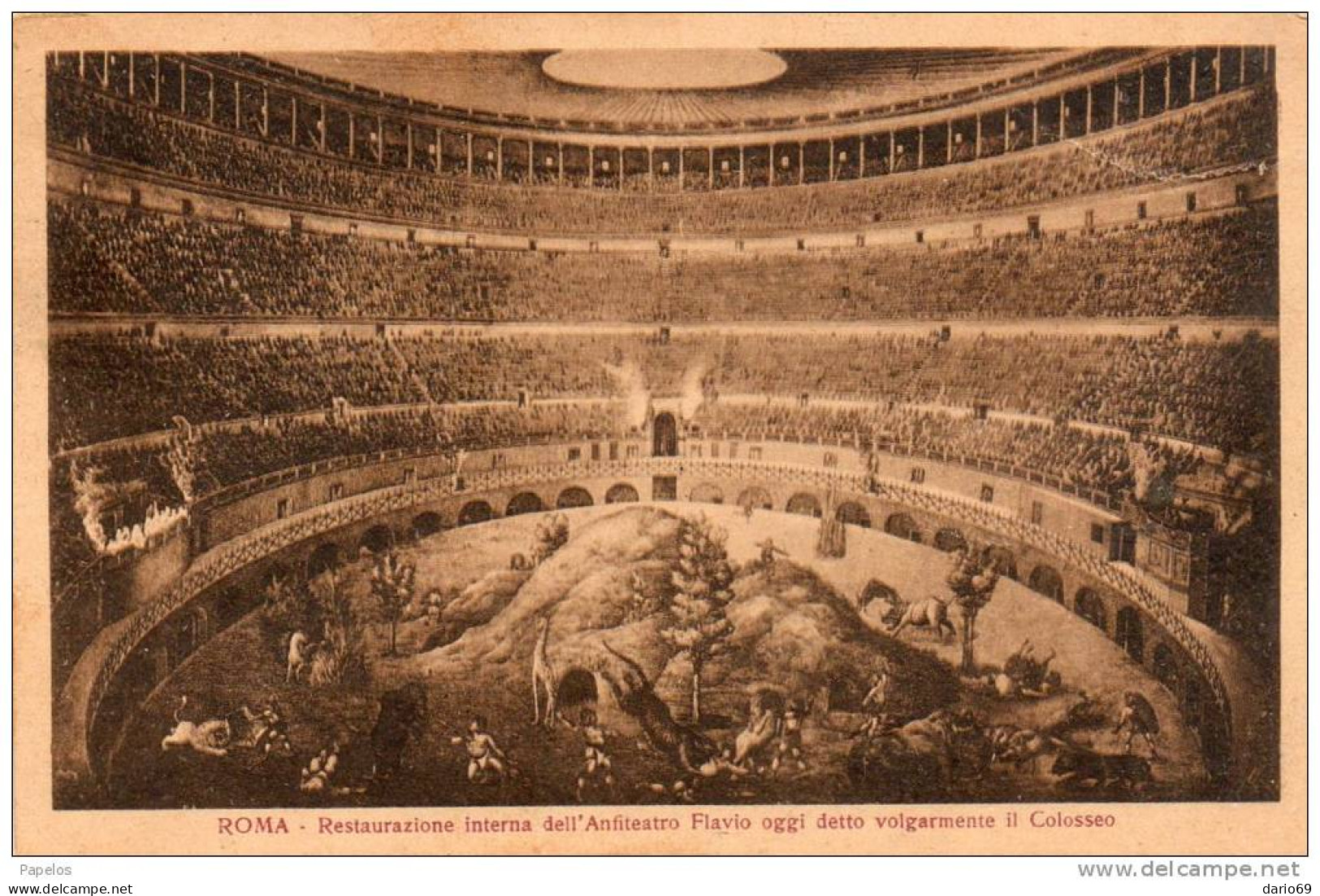 1926 CARTOLINA ROMA RESTAURAZIONE INTERNA COLOSSEO - Colosseum