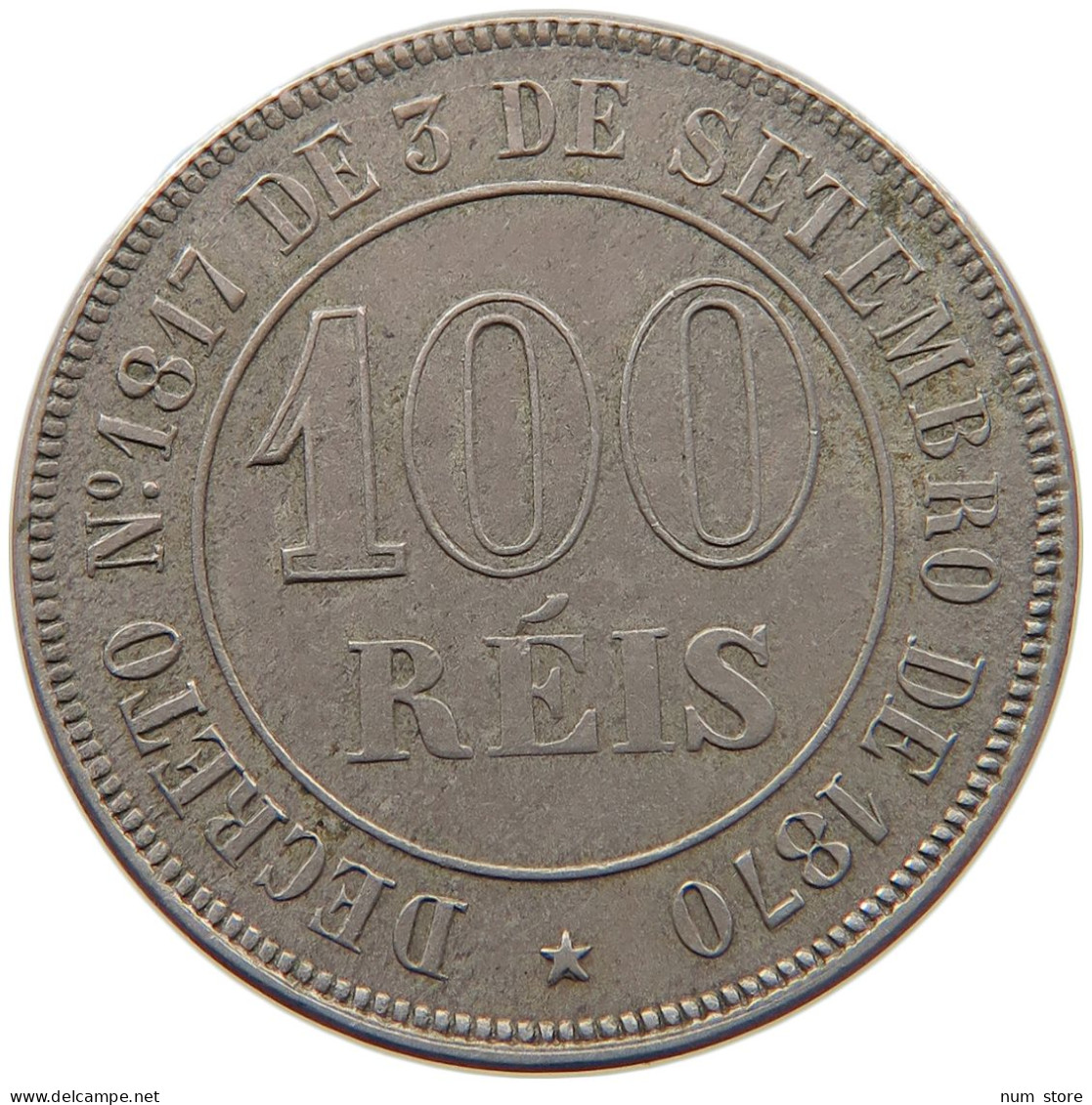 BRAZIL 100 REIS 1871 #s092 0239 - Brésil