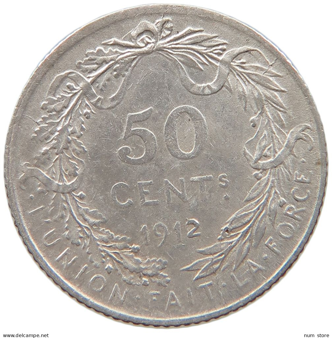 BELGIUM 50 CENTIMES 1912 #s101 0053 - 50 Cents