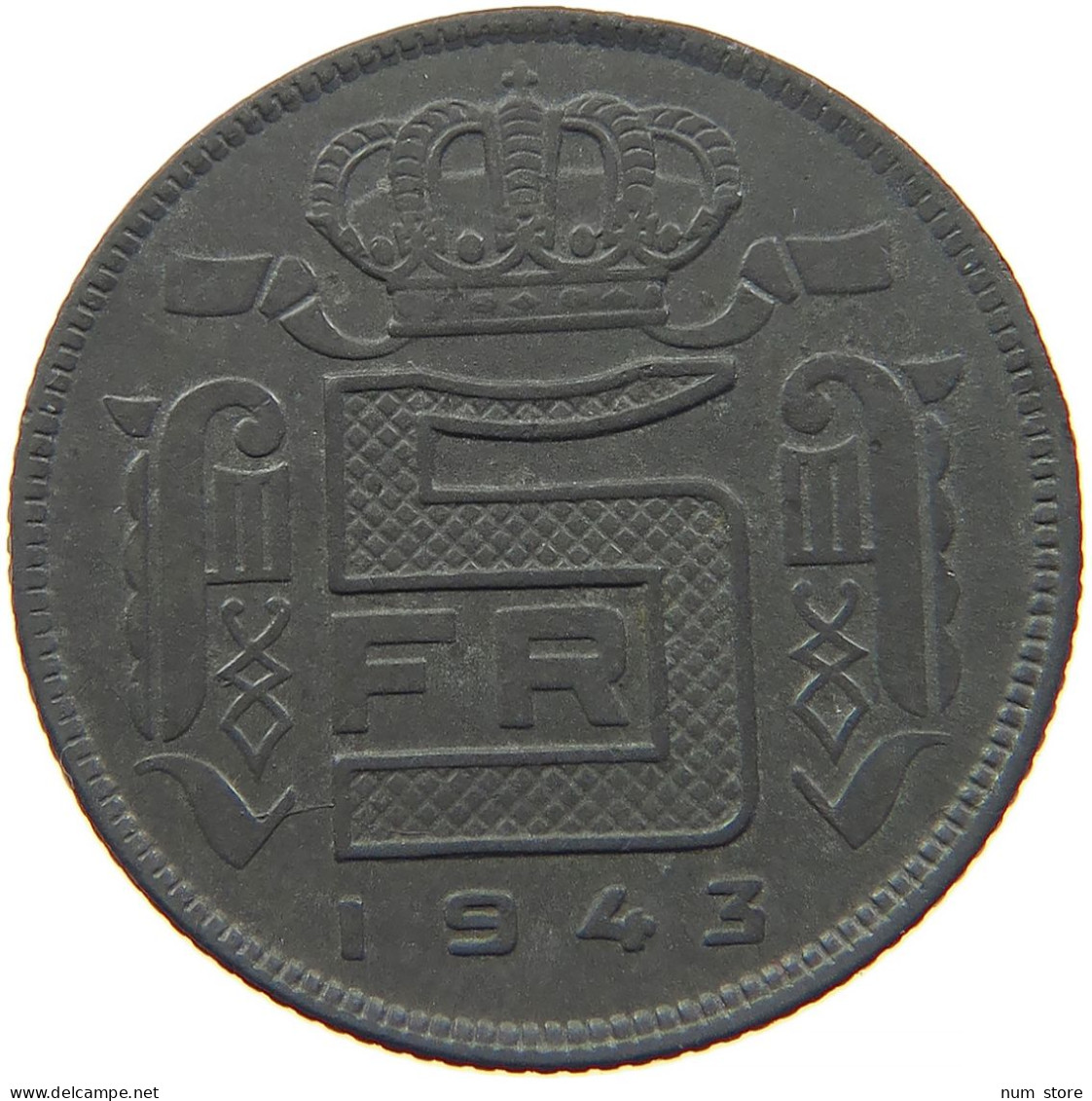 BELGIUM 5 FRANCS 1943 LEOPOLD III. (1934-1951) #s094 0577 - 5 Francs