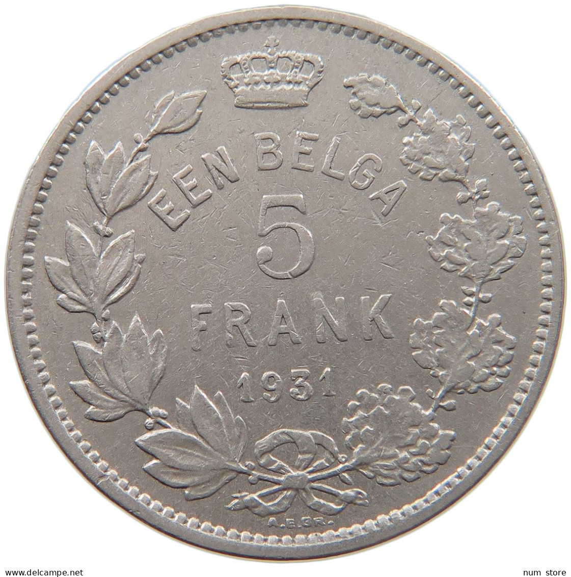 BELGIUM 5 FRANCS 1931 #s092 0105 - 5 Francs & 1 Belga