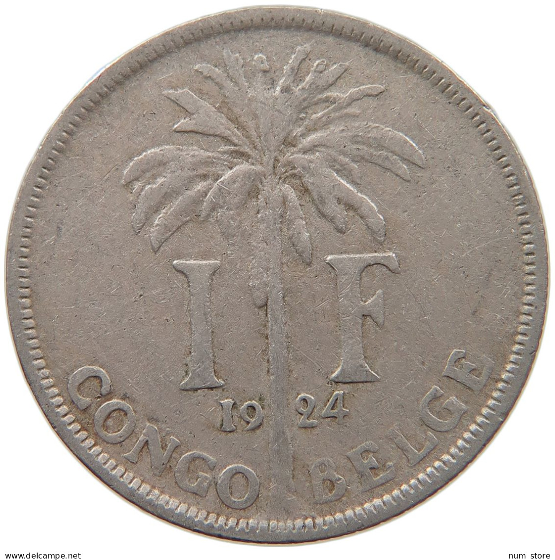 BELGIAN CONGO FRANC 1924 #s092 0173 - 1910-1934: Albert I.