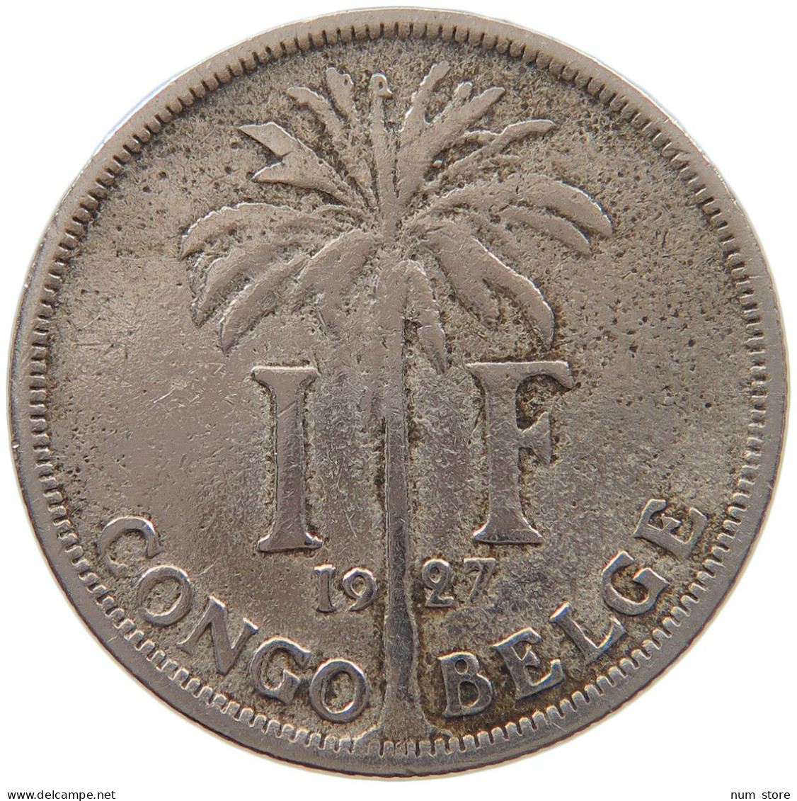 BELGIAN CONGO FRANC 1927 #s092 0189 - 1910-1934: Albert I.