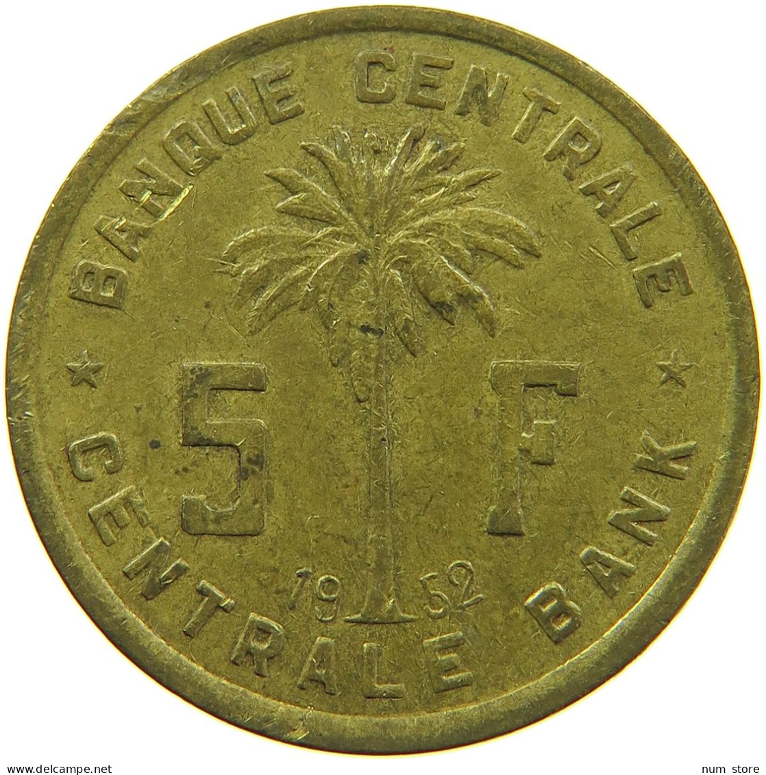 BELGIAN CONGO 5 FRANCS 1952 #s090 0401 - 1951-1960: Baldovino I
