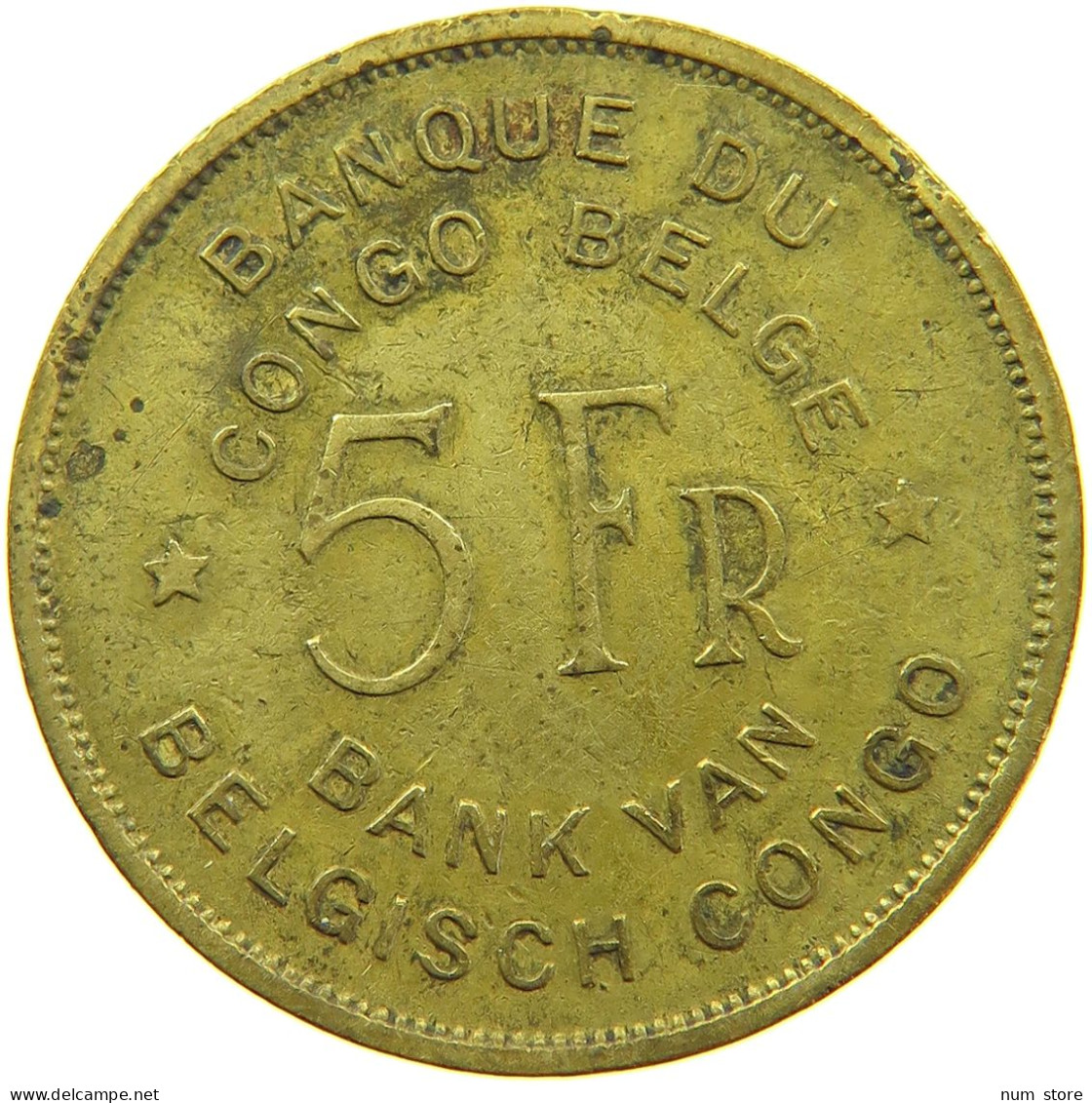 BELGIAN CONGO 5 FRANCS 1947 #s090 0411 - 1945-1951: Regencia