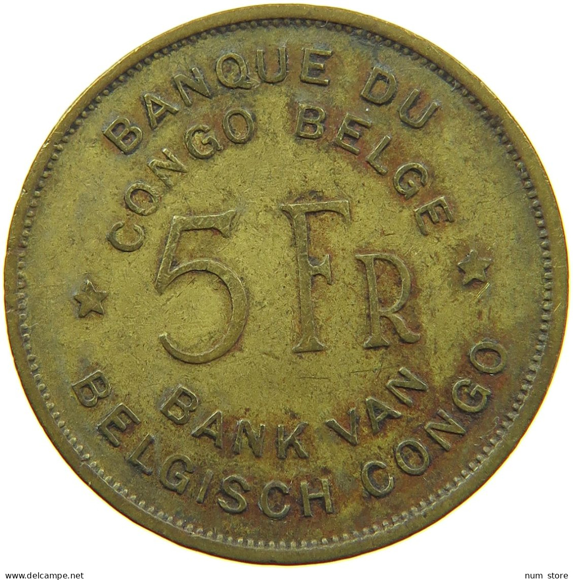 BELGIAN CONGO 5 FRANCS 1947 #s090 0403 - 1945-1951: Régence