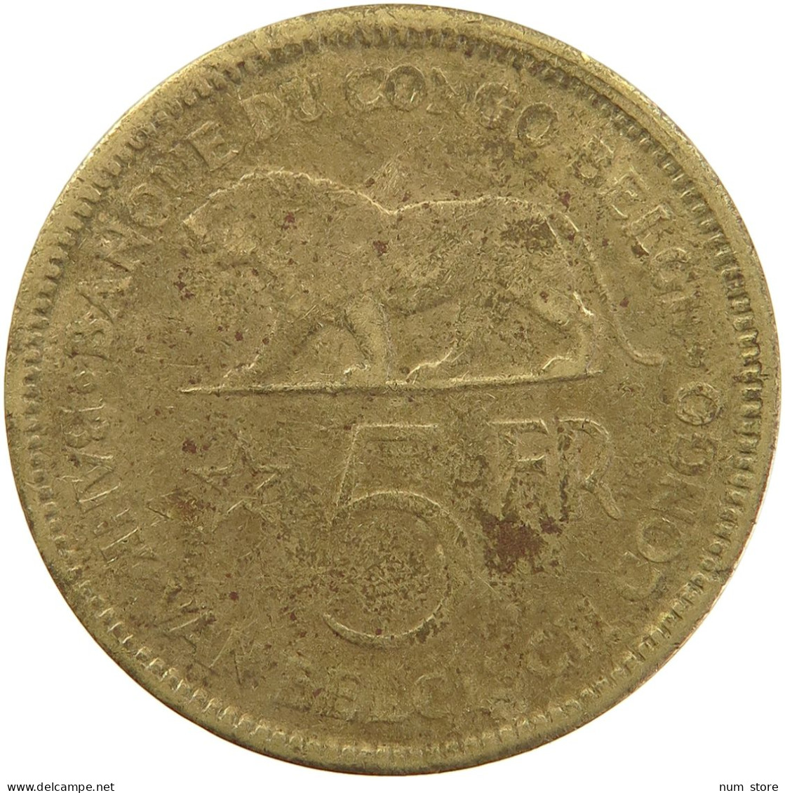 BELGIAN CONGO 5 FRANCS 1936 #s092 0085 - 1934-1945: Leopold III