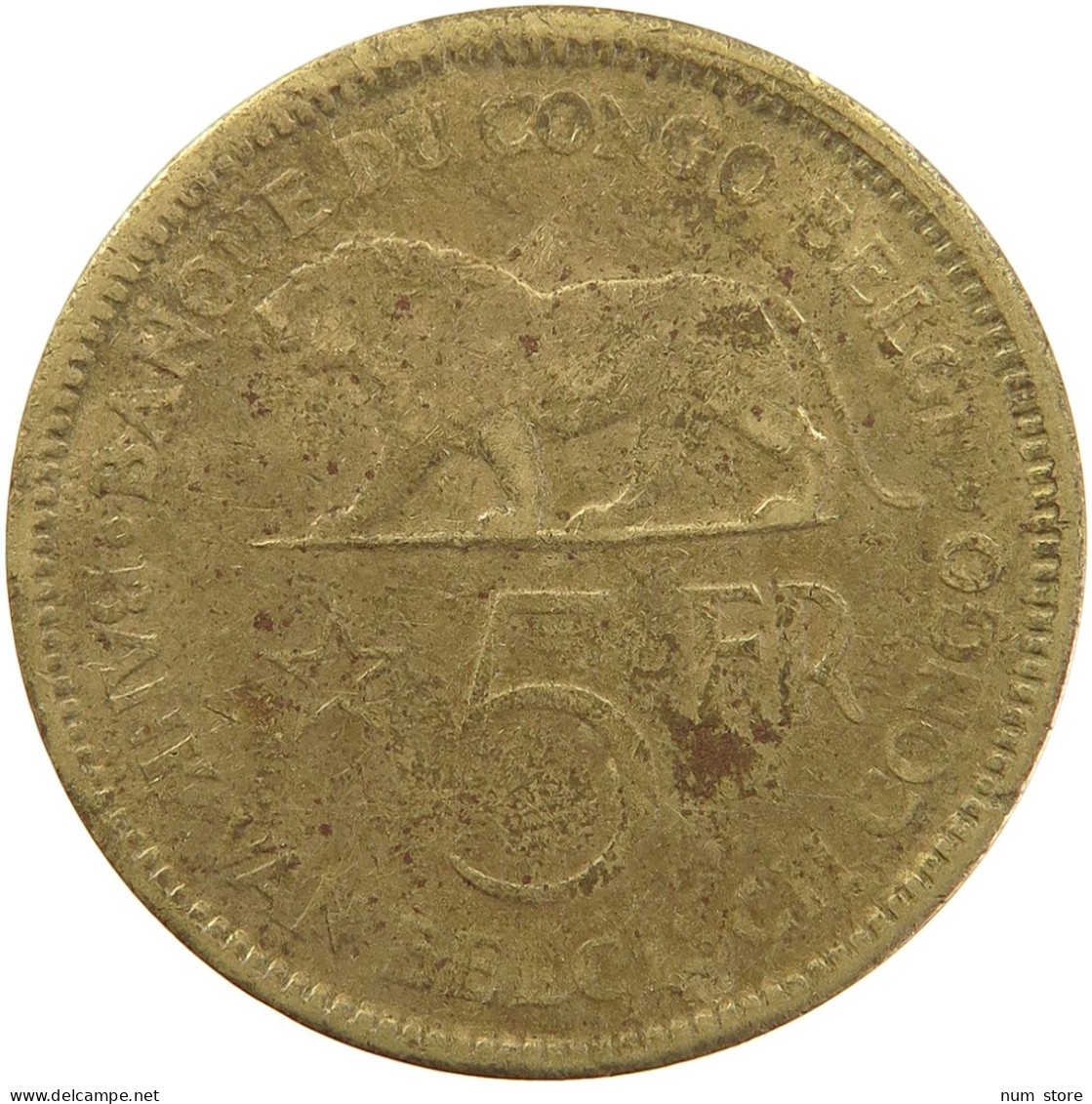 BELGIAN CONGO 5 FRANCS 1936 #s092 0085 - 1934-1945: Leopoldo III