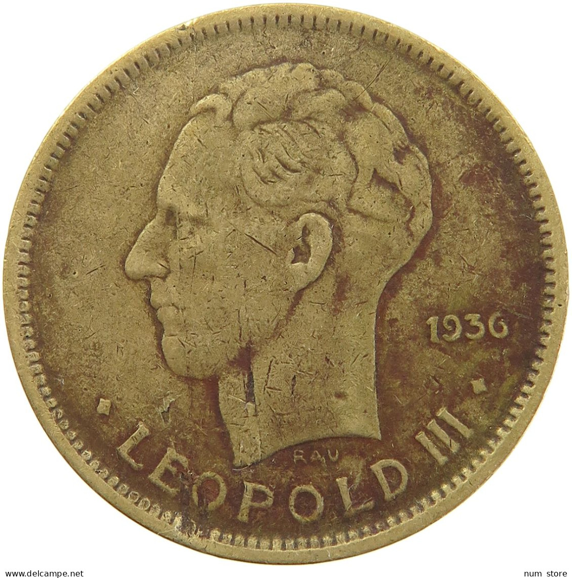 BELGIAN CONGO 5 FRANCS 1936 #s092 0099 - 1934-1945: Leopold III