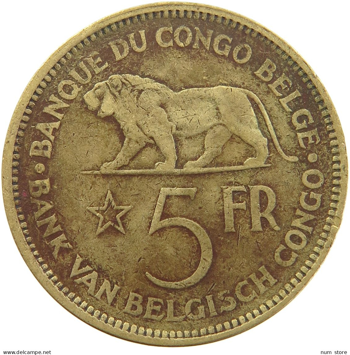 BELGIAN CONGO 5 FRANCS 1936 #s092 0099 - 1934-1945: Leopoldo III