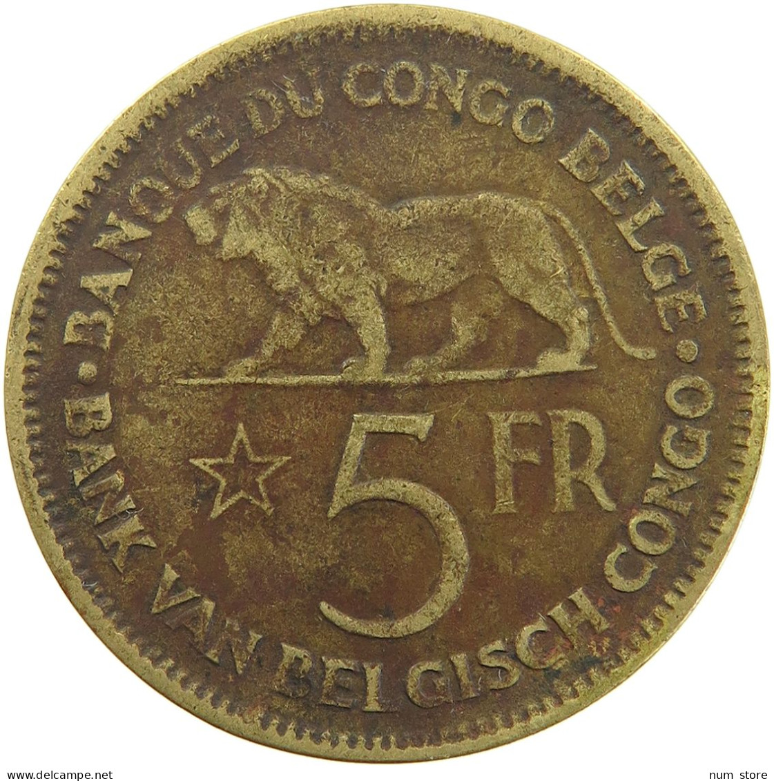 BELGIAN CONGO 5 FRANCS 1937 #s092 0073 - 1934-1945: Leopold III.