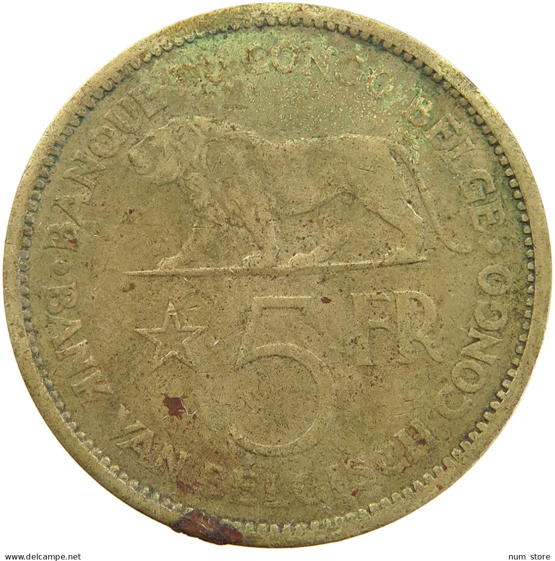 BELGIAN CONGO 5 FRANCS 1936 #s092 0095 - 1934-1945: Leopold III.