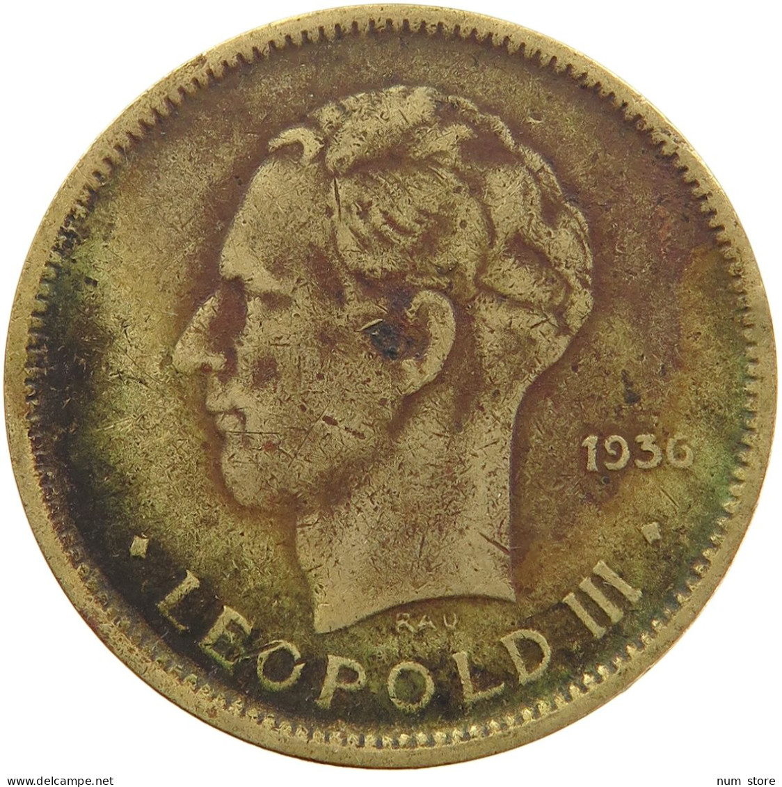 BELGIAN CONGO 5 FRANCS 1936 #s092 0091 - 1934-1945: Leopold III.
